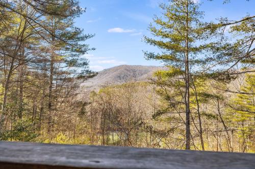 a view of a mountain through the trees at Serenade Cove by Carolina Mornings in Hendersonville