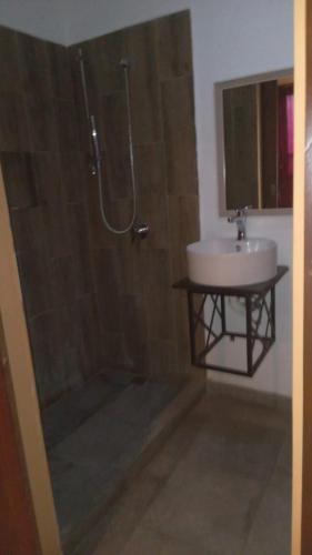 a bathroom with a shower and a sink at Villas y Suites 304 in Tampico