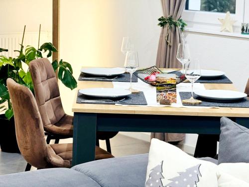 Posezení v ubytování Ferienwohnung Waldzauber
