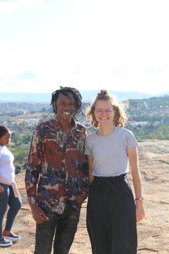 two women standing on top of a mountain at EMMY'S HIDE AWAY in Iringa