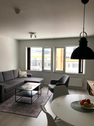 Posezení v ubytování Flott leilighet midt i Tromsø sentrum med 5 voksne sengeplasser