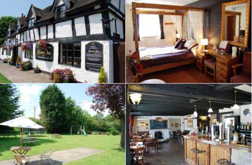 a collage of pictures of a house with a bedroom at The Fountain Inn Tenbury Wells in Tenbury
