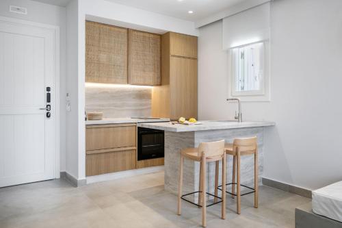 Η κουζίνα ή μικρή κουζίνα στο Kythnos Blue - Suite 3 Loutra Bch Balcony Sea View
