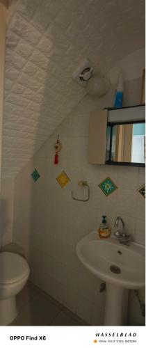 a bathroom with a sink and a toilet at Siamese Villa in Paralimni