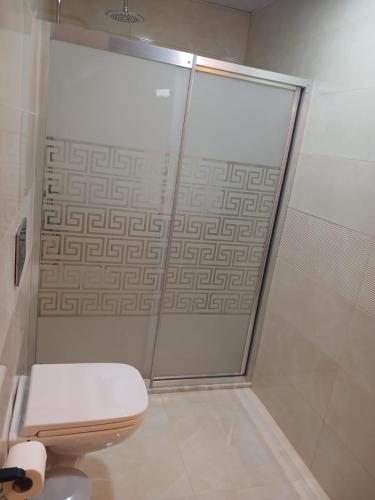 a bathroom with a shower and a toilet at ELEGANT HOUSE Cappadocia in Göreme
