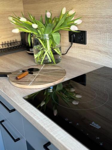 Dapur atau dapur kecil di Comfy Center Apartment