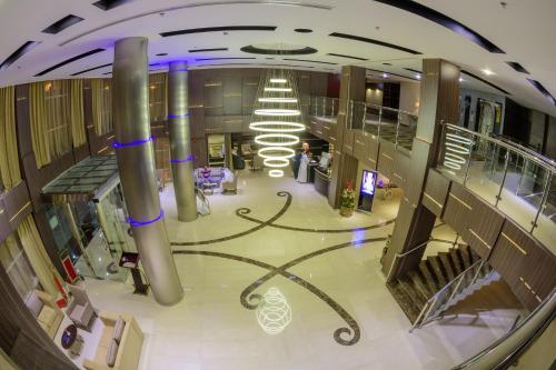 an overhead view of a building with a spiral staircase at National Park Hotel in Baljurashi