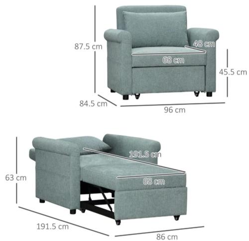 a blue reclining chair and a sofa in two views at Tra cielo e mare in Capo dʼOrlando