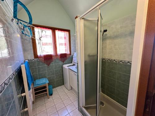 une salle de bain avec douche et lavabo dans l'établissement Charmant Duplex de 45m², 2 Chambres, Jardin, Garage, Villard-de-Lans - FR-1-515-51, à Villard-de-Lans