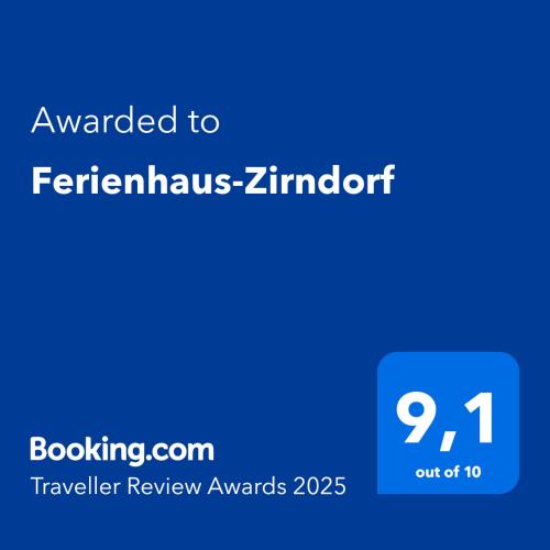 a blue sign with the text awarded to fernius zinator at Ferienhaus-Zirndorf in Zirndorf