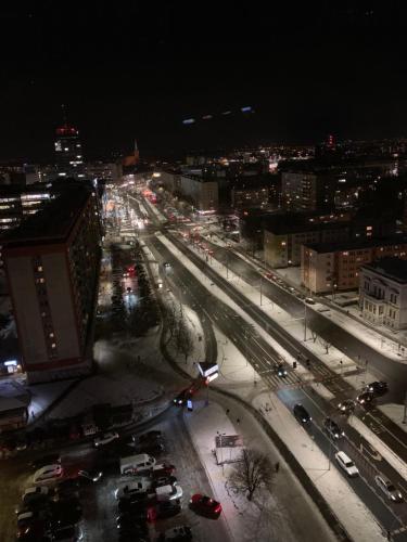 Vista generica su Stettino o vista sulla città dall'interno dell'appartamento