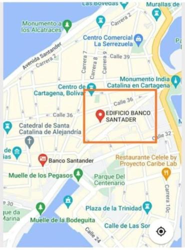 una mappa della città di Geneva con marcatori di Apartamento centro Histórico -303 a Cartagena de Indias