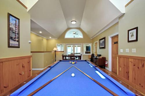 a pool table in a room with a ceiling at Boone Mountain Getaway- Hot Tub Firepit in Boone