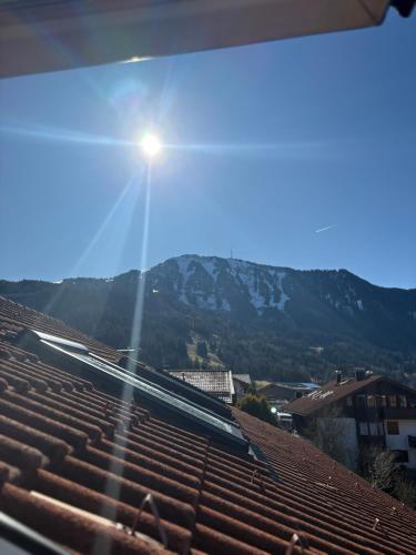 a view of a stadium with mountains in the background at Neu! Alpenapartment Moritz, Balkon, Tiefgarage in Rettenberg