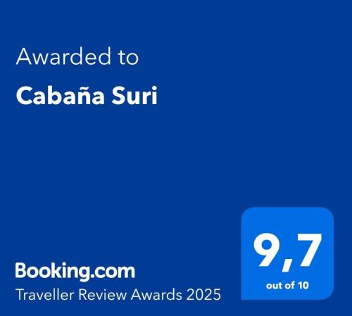 a blue screen with the text awarded to cadaada sur at Cabaña Suri in Belén de Escobar