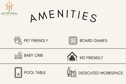 a set of logos for amateurs and board games at Spacious 6 Bed House Pet Friendly AFB in San Antonio