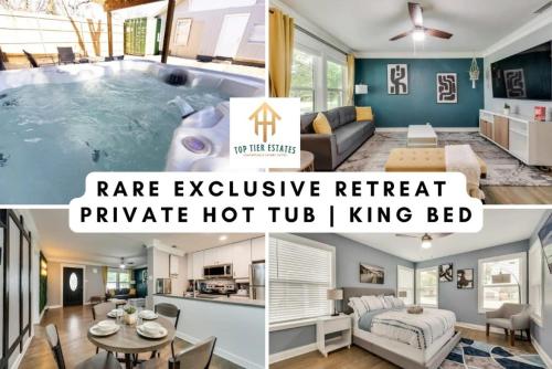 a collage of photos of a large house with a swimming pool at Rare Exclusive Retreat Private Hot Tub King Bed in Saskatoon