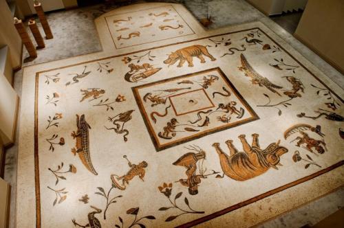 a rug with animals and a picture on a floor at Umbria nel cuore in Cannara