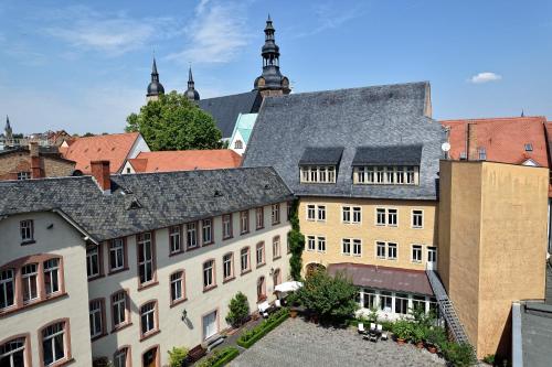 an aerial view of buildings in a city at Hotel Graf von Mansfeld in Lutherstadt Eisleben