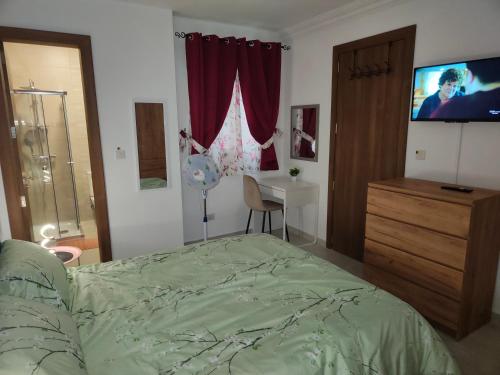 a bedroom with a bed and a dresser and a television at Infinity view residence in Sannat
