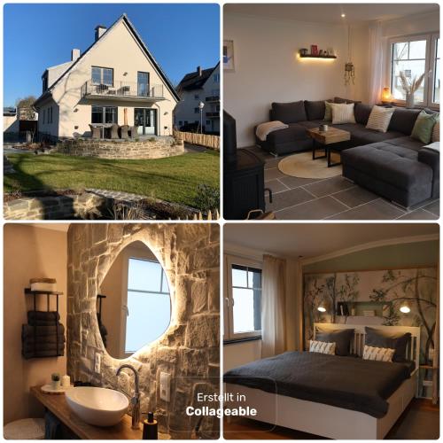 a collage of three pictures of a house at Ferienhaus AhrIdylle in Bad Neuenahr-Ahrweiler