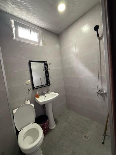 ein Badezimmer mit Toilette und Waschbecken in der Unterkunft Minervaside in Gonio