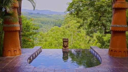 a pool of water with a statue in the middle at Timamoon Lodge in Hazyview