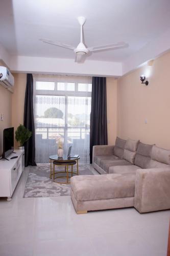 Χώρος καθιστικού στο Sacha Apartments
