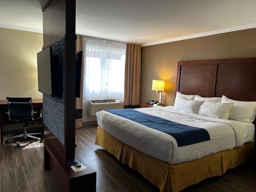 a hotel room with a bed and a television at Comfort Inn in Saint-Georges