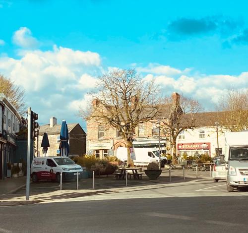 a town with cars parked on the side of a street at No1 The Townhouse Kildare in Kildare