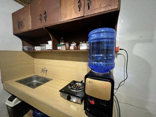 エルニドにあるAA Hostelの台所のカウンターに座るミキサー