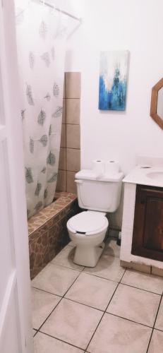a bathroom with a toilet and a sink at Salón y habitaciones 783 in Rosarito Beach