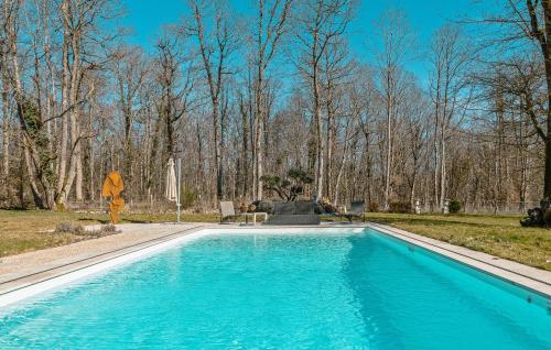 - une piscine dans une cour arborée dans l'établissement Maison Hortensias Avec Piscine, à Gien