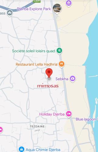 a map of the location of a holiday park at Villa mimosas avec piscine in Taguermess