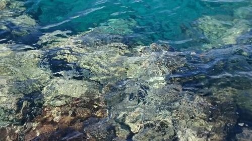 a close up of the clear blue water at Mythos- Platanias- Hotel -Apts in Plataniás