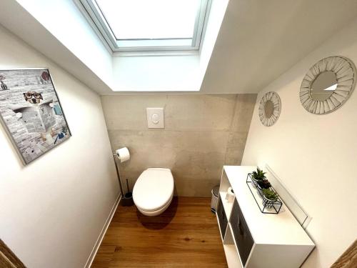 オルブールにあるLe Duplex des Maisons du Riedのバスルーム(白いトイレ、天窓付)