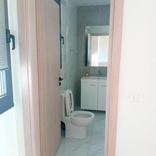 a bathroom with a toilet and a sink at arvangroup-apartments in Nafpaktos