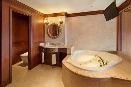 a bathroom with a tub and a toilet and a sink at Grand Mercure Imperial Palace Seoul Gangnam in Seoul