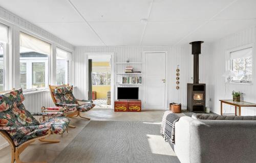 a living room with a couch and a fireplace at 3 Bedroom Pet Friendly Home In Korsør in Korsør