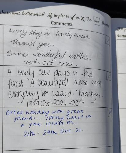 a letter from my mom thanking me for my new handwriting appointment at Bowkett Cottage in Cinderford