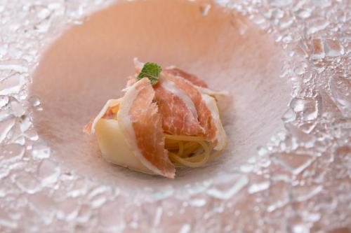 a piece of food on top of a plate at Fujinohana Hotel in Kirishima