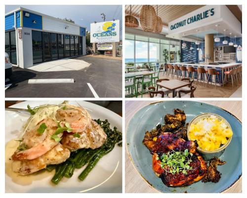 a collage of four pictures of food in a store at OceanView Oasis - Relax with Hot Tub, Breakfast, Fire Pit & Putting Green! in Panama City Beach