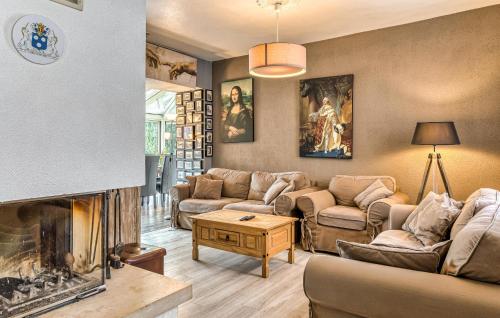 un salon avec des canapés et une cheminée dans l'établissement Stunning Home In Torcy-Le-Grand, à Torcy-le-Grand