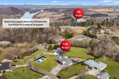 a red stop sign on top of a house at H2Oasis Incredible Pool Retreat With Mountains Views! in Sevierville