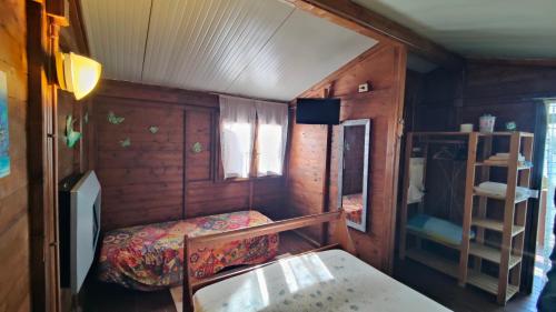a small room with a bunk bed and a ladder at Dimora Acqua del Fico in Castellabate