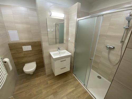 Koupelna v ubytování Apartmány Mikulčice