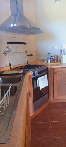 a kitchen with a stove and a sink at Casa parcela in Puerto Montt