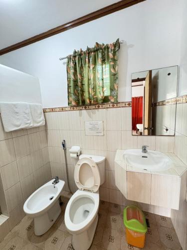 プエルト・ガレラにあるOcean Dream Lodgeのトイレと洗面台付きのバスルーム