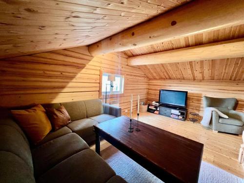 TV a/nebo společenská místnost v ubytování Traditional mountain cabin in Valdres