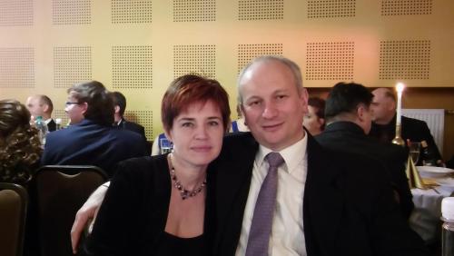 a man and a woman posing for a picture at Penzión U nás in Oravský Podzámok